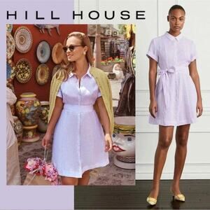 NWT Hill House The Laura Linen Lilac Button-Up Dress Size XS